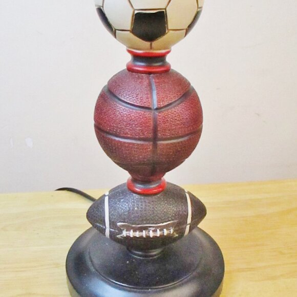 Novelty Sports Balls Table/Desk Lamp, Soccer Basketball Football Stacked on Base - Picture 2 of 11